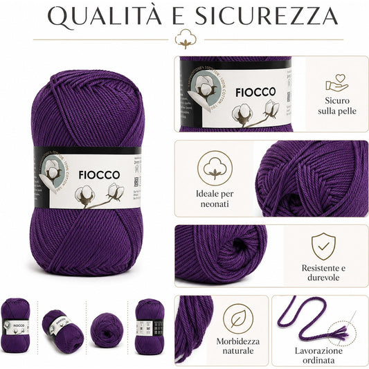 Lana Gomitoli 100% Cotone per Uncinetto e ai Ferri 2.5-3.5 Amigurumi kit Gomitoli lana 50g 125m, filati lana per uncinetto