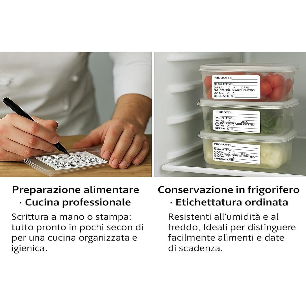 Etichette Adesive 60x40mm per Congelatore e Alimenti - Etichette Personalizzate Resistenti a Bassa Temperatura