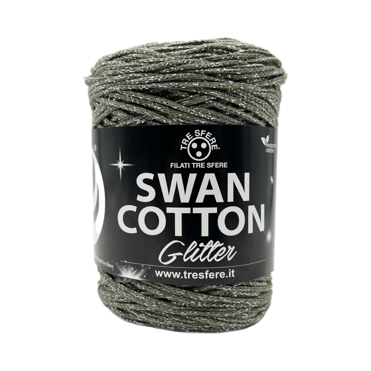 CORDINO SWAN COTTON GLITTER 67%COT-33%PL CF.250GR(NERO-MULTICOLOR) - KAKI-ARG