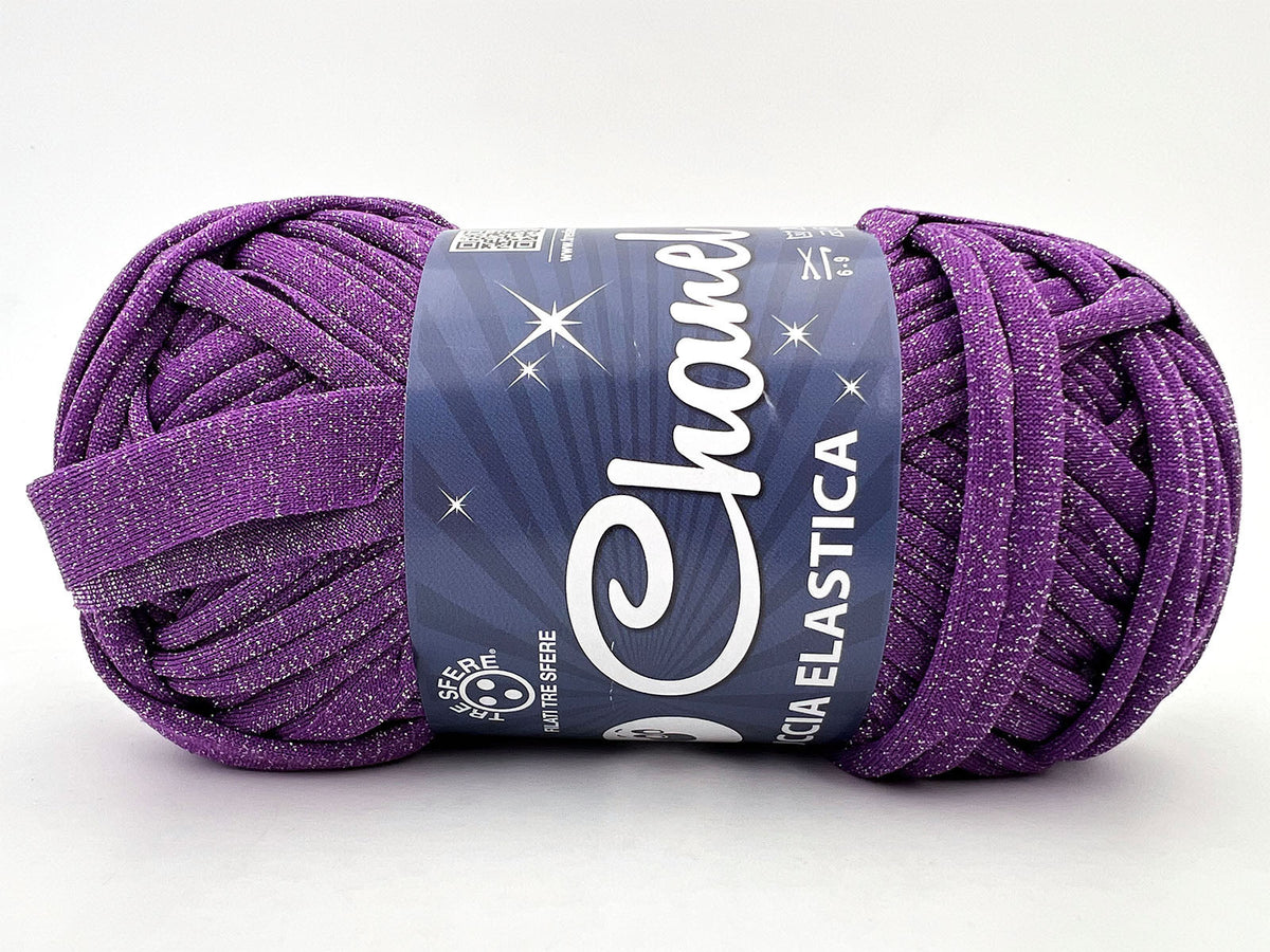 Fettuccia WAOO Lycra Chanel 150g 60m Filato Elastico Glitter per Uncinetto Borse Accessori Fai da Te - LILLA
