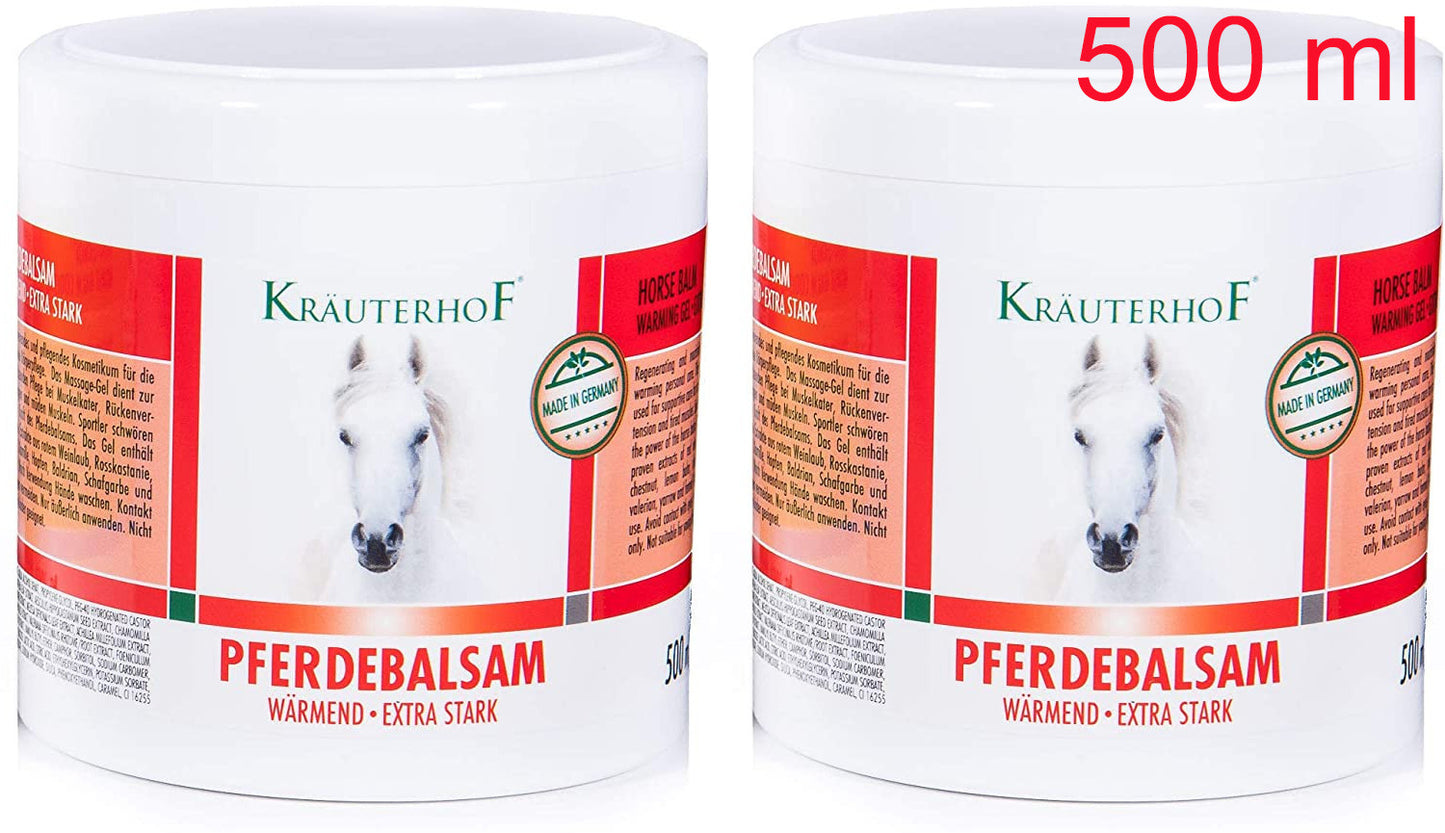 Krauterhof PFERDEBALSAM KIT 2 x 500ml Extra forte Gel Cavallo Scaldante Risparmio