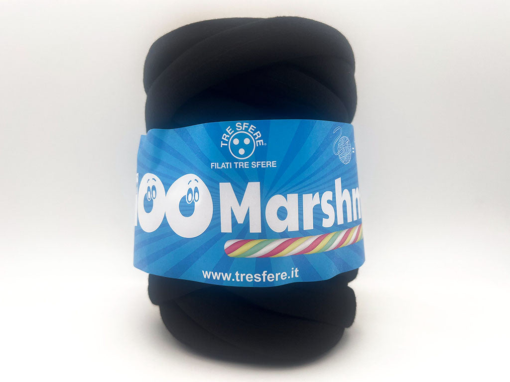 WAOO Marshmallow Filato Gigante Ø2,5 cm 500 g – Filato Imbottito Effetto Cotone per Lavori a Mano - Nero