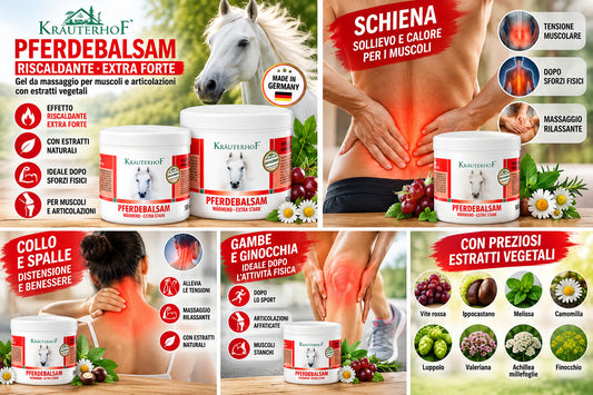 Krauterhof PFERDEBALSAM KIT 2 x 500ml Extra forte Gel Cavallo Scaldante Risparmio