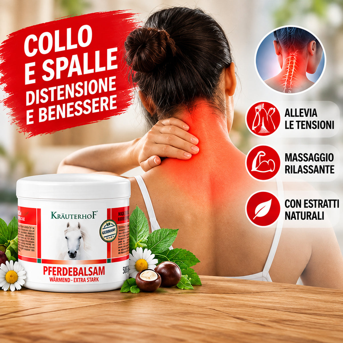 Krauterhof PFERDEBALSAM KIT 2 x 500ml Extra forte Gel Cavallo Scaldante Risparmio