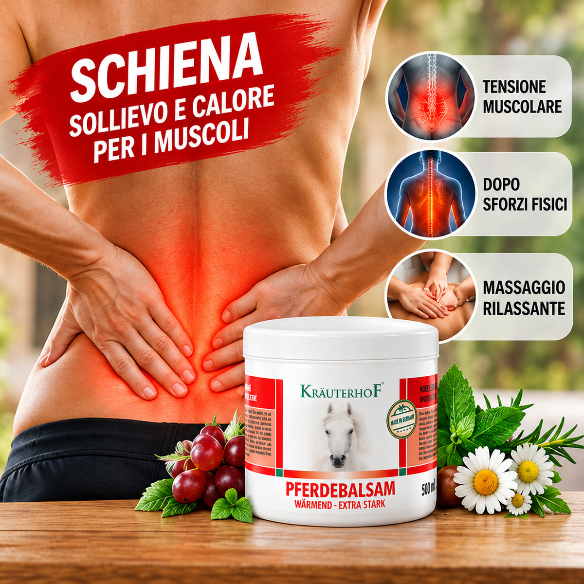 Krauterhof PFERDEBALSAM KIT 2 x 500ml Extra forte Gel Cavallo Scaldante Risparmio