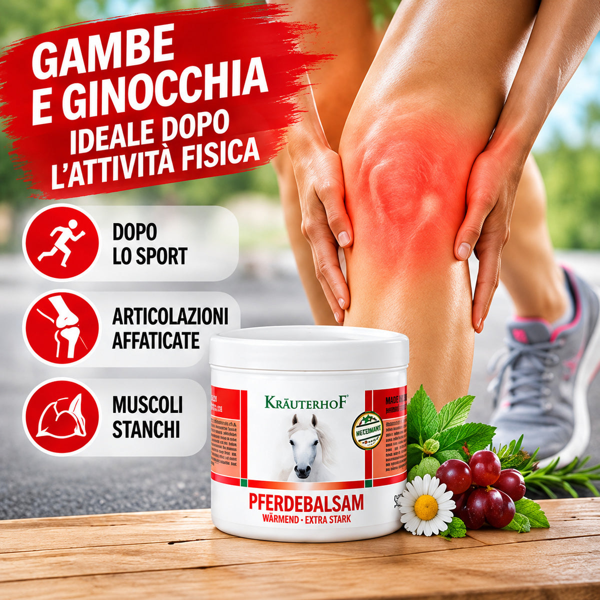 Krauterhof PFERDEBALSAM KIT 2 x 500ml Extra forte Gel Cavallo Scaldante Risparmio