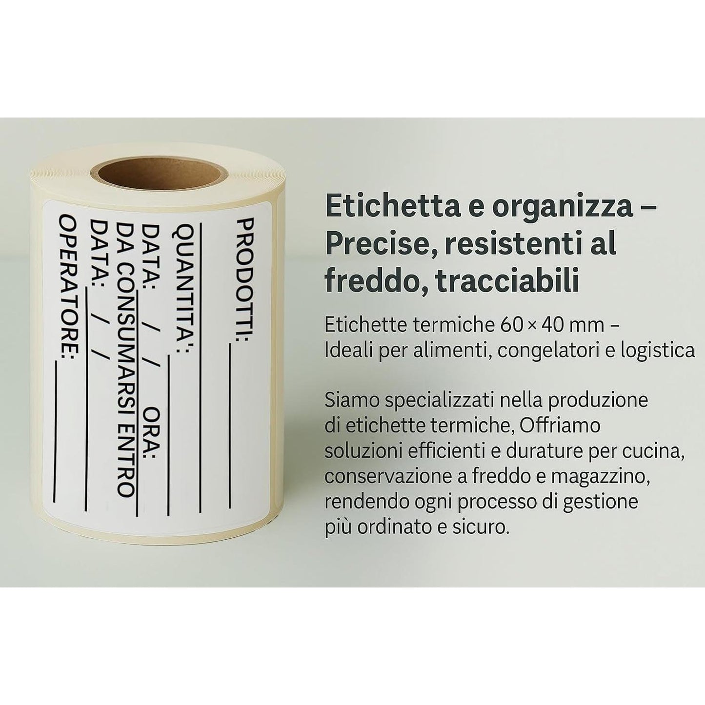 Etichette Adesive 60x40mm per Congelatore e Alimenti - Etichette Personalizzate Resistenti a Bassa Temperatura