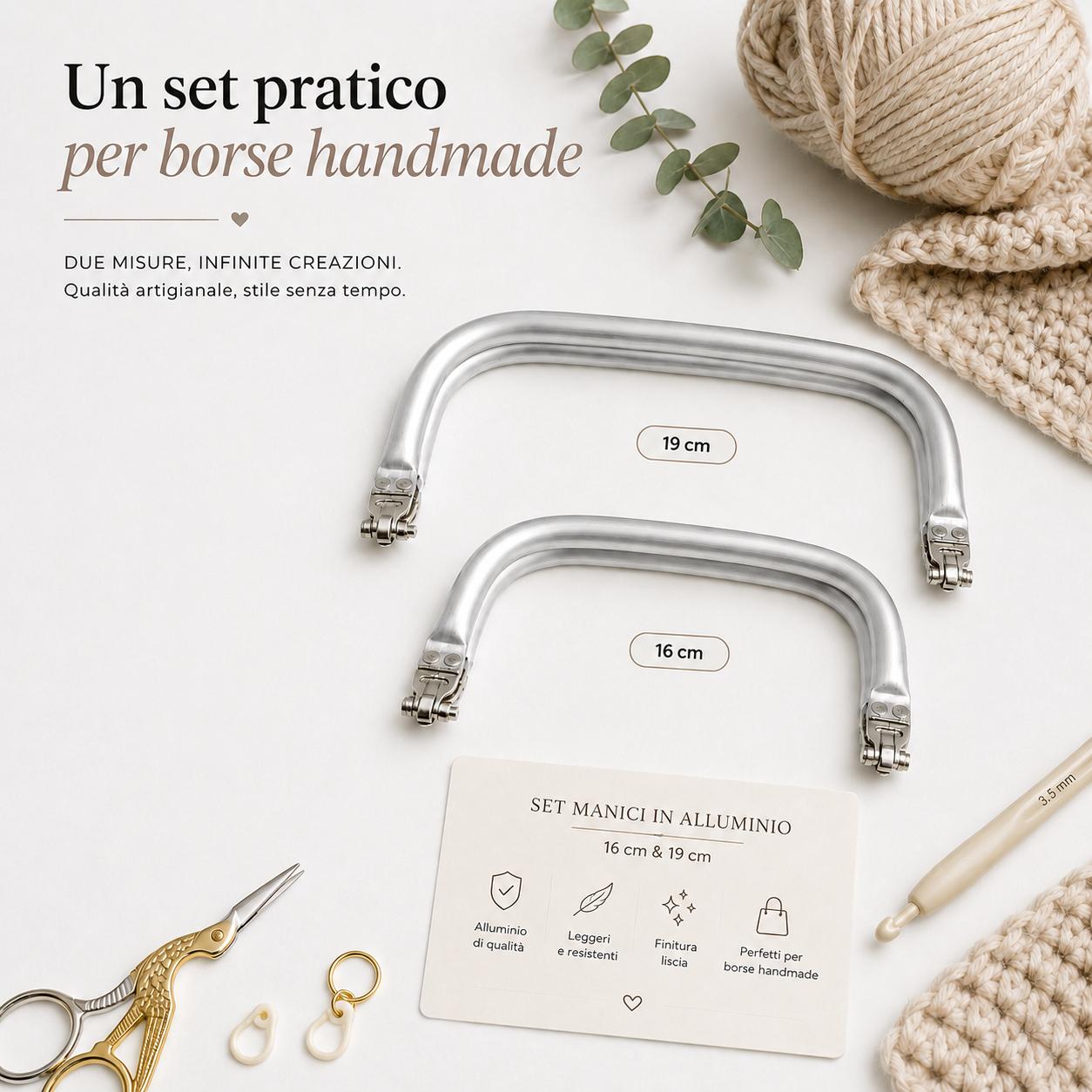 Manici per Borse Uncinetto, Chiusura Borsa Uncinetto Clic Clac in Alluminio