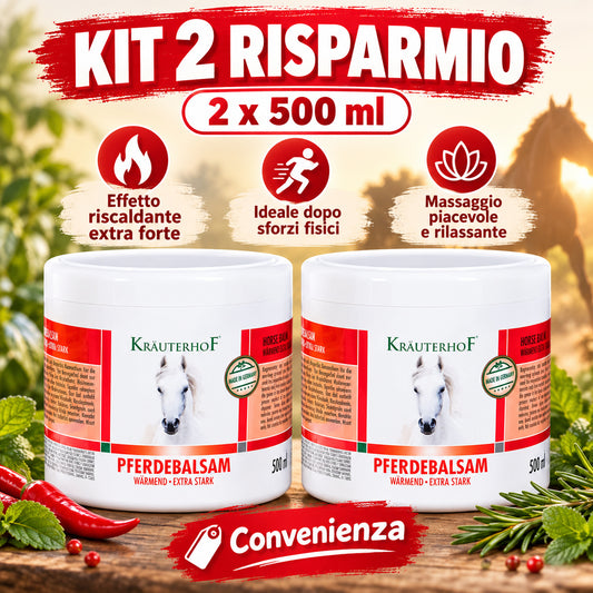 Krauterhof PFERDEBALSAM KIT 2 x 500ml Extra forte Gel Cavallo Scaldante Risparmio