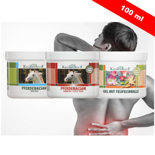 Kräuterhof Set Gel Arnica Balsamo cavallo Rinfrescante Scaldante Extra forte,Gel Artiglio del Diavolo