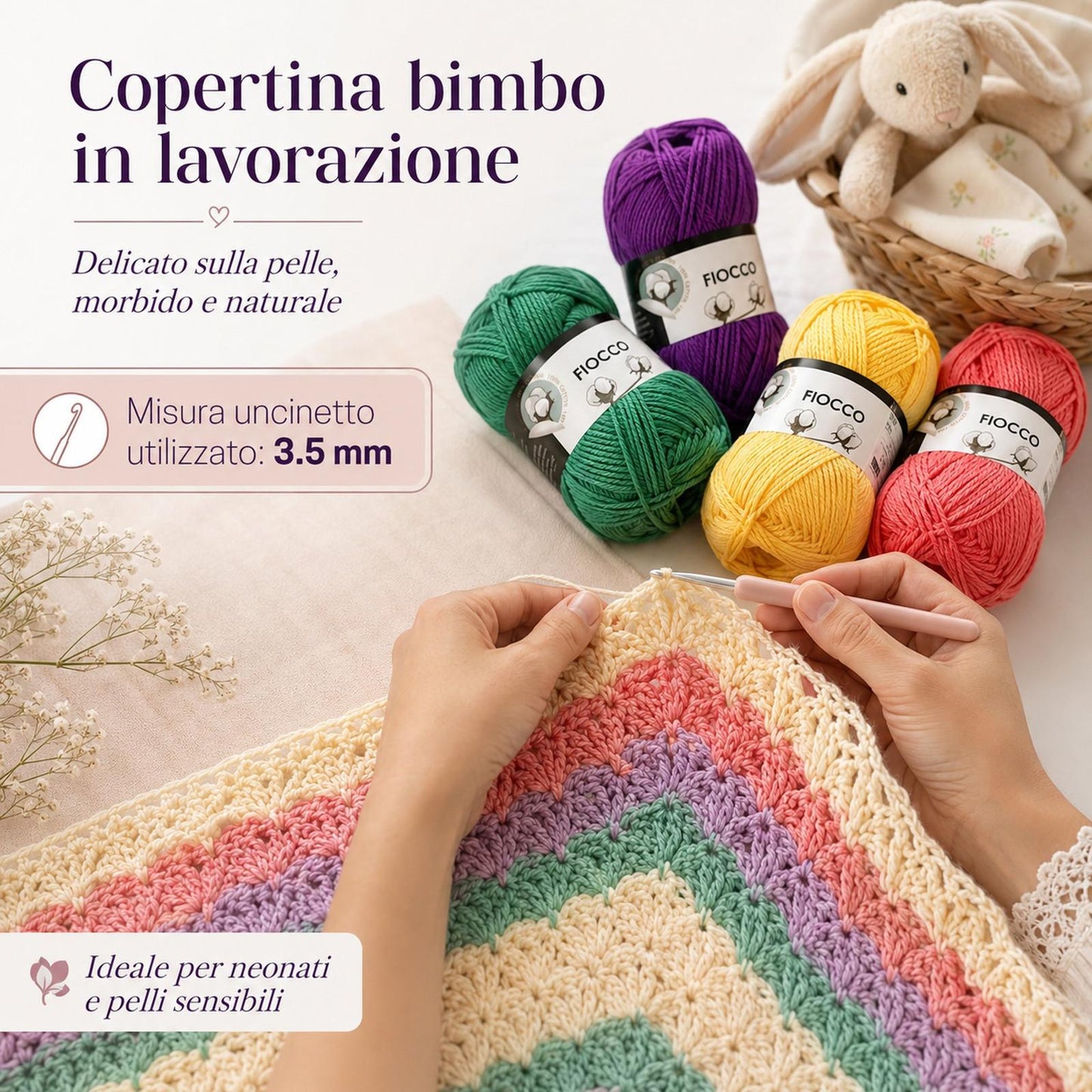 Lana Gomitoli 100% Cotone per Uncinetto e ai Ferri 2.5-3.5 Amigurumi kit Gomitoli lana 50g 125m, filati lana per uncinetto