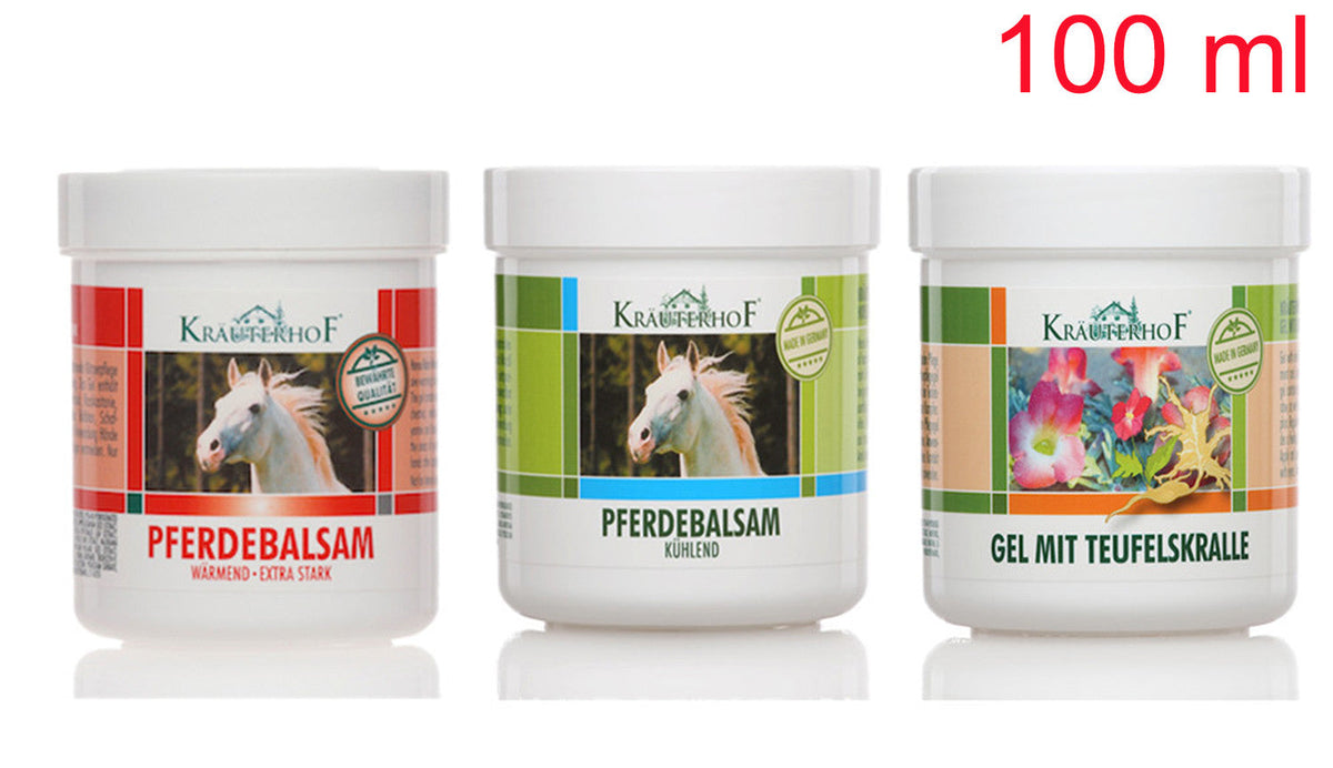 Kräuterhof Set Gel Arnica Balsamo cavallo Rinfrescante Scaldante Extra forte,Gel Artiglio del Diavolo