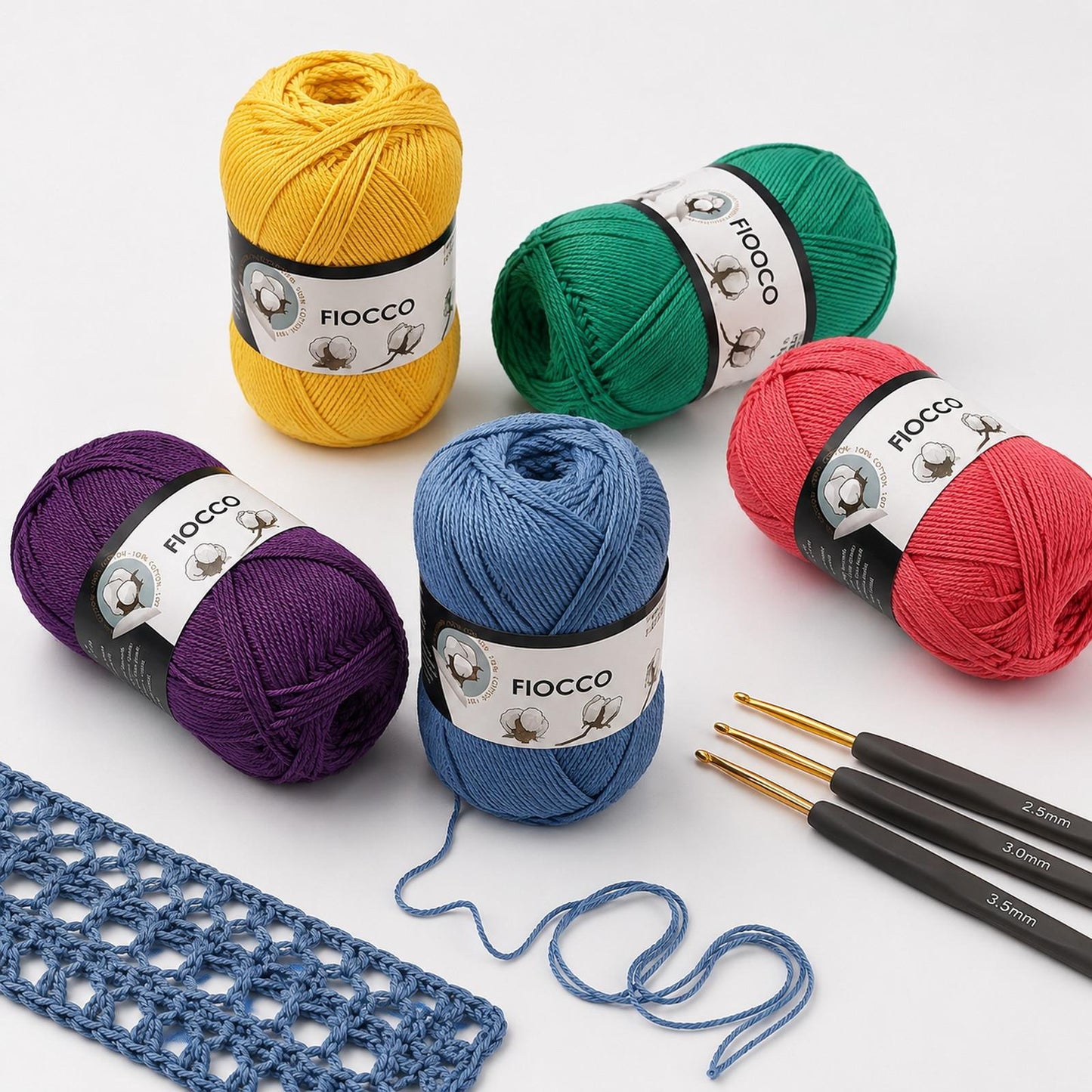 Lana Gomitoli 100% Cotone per Uncinetto e ai Ferri 2.5-3.5 Amigurumi kit Gomitoli lana 50g 125m, filati lana per uncinetto