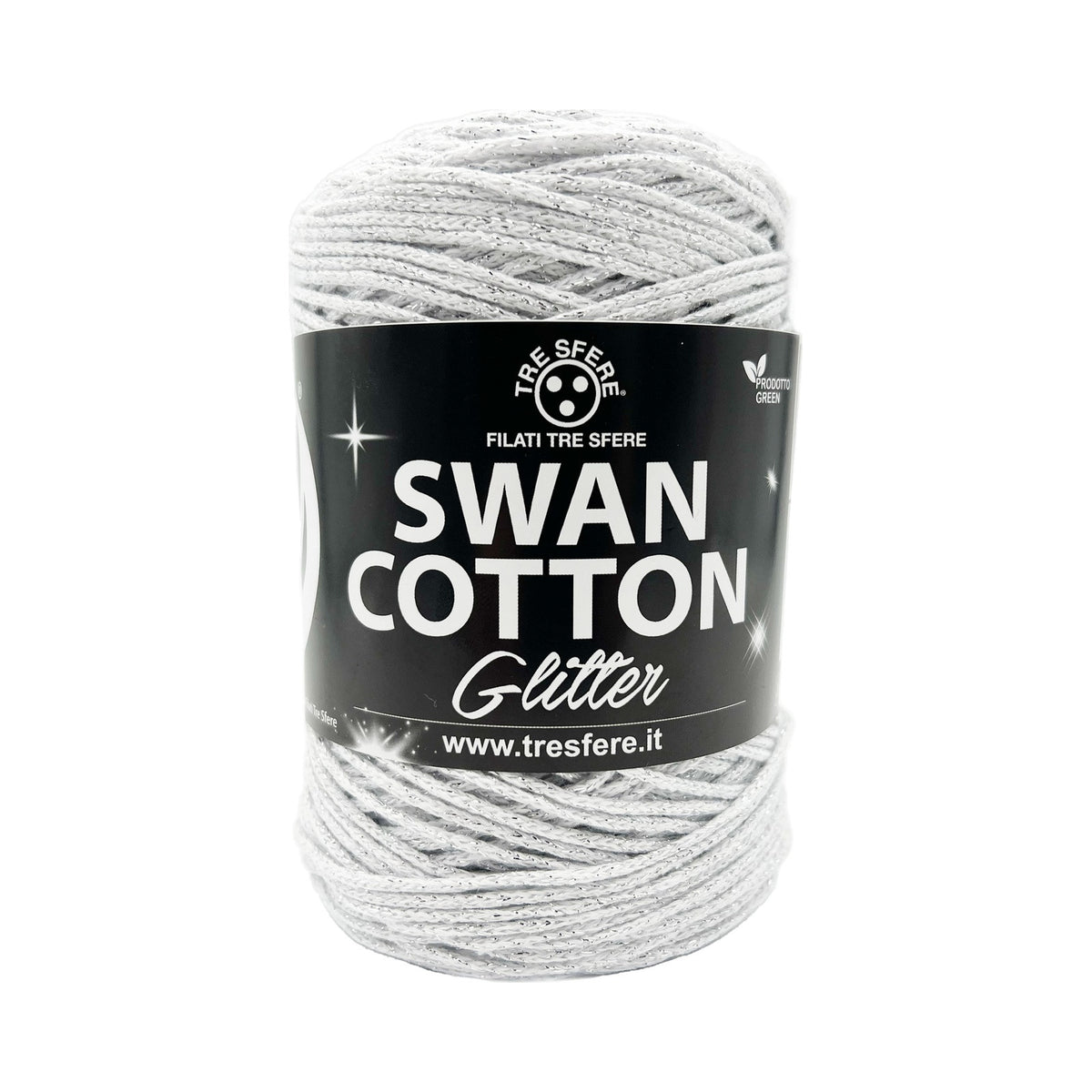 CORDINO SWAN COTTON GLITTER 67%COT-33%PL CF.250GR(NERO-MULTICOLOR) - BIANCO-ARG