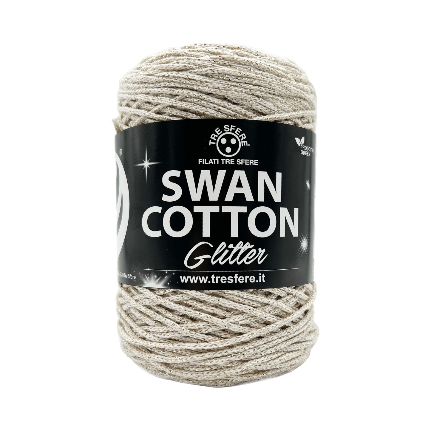 CORDINO SWAN COTTON GLITTER 67%COT-33%PL CF.250GR(NERO-MULTICOLOR) - PANNA-ORO