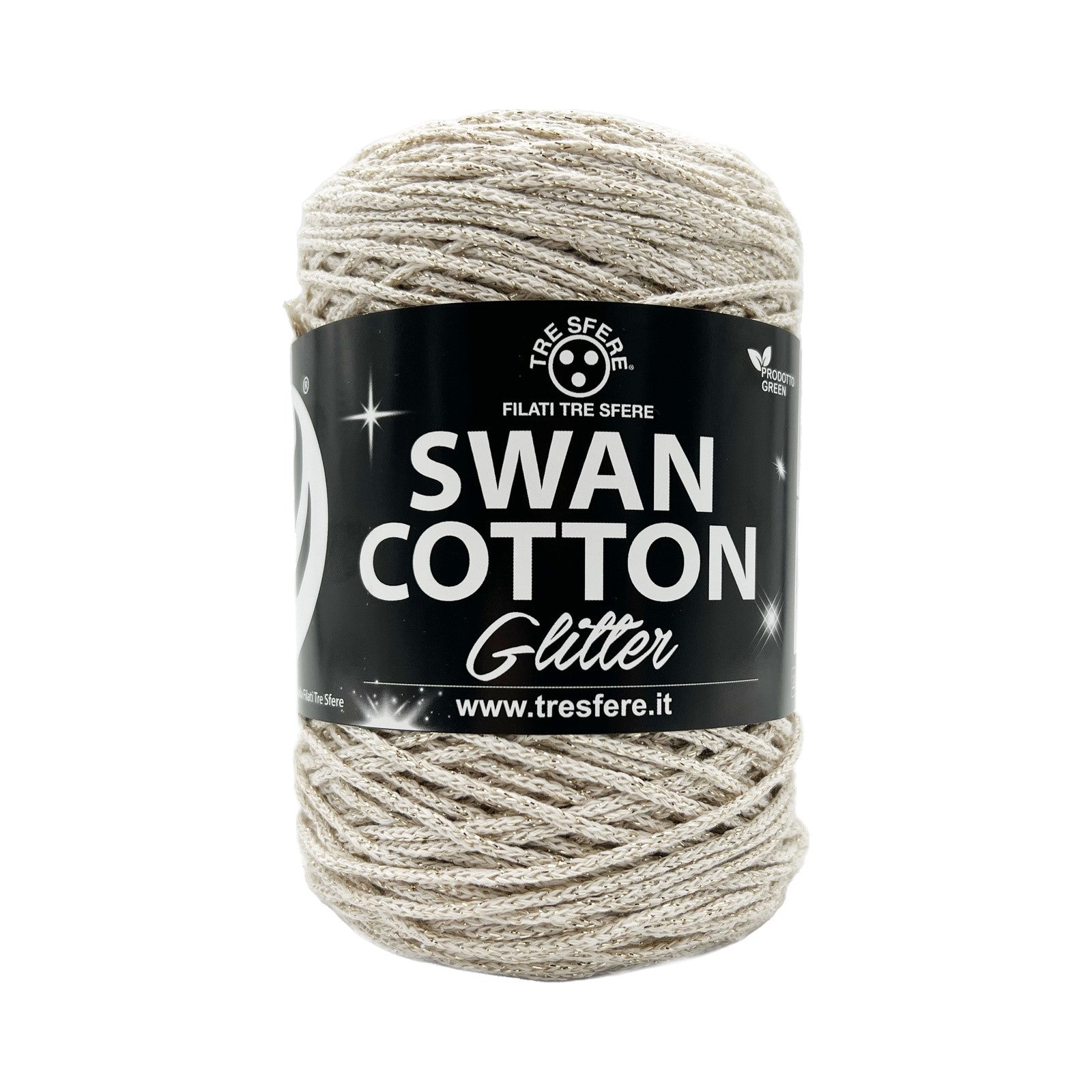 CORDINO SWAN COTTON GLITTER 67%COT-33%PL CF.250GR(NERO-MULTICOLOR) - PANNA-ORO