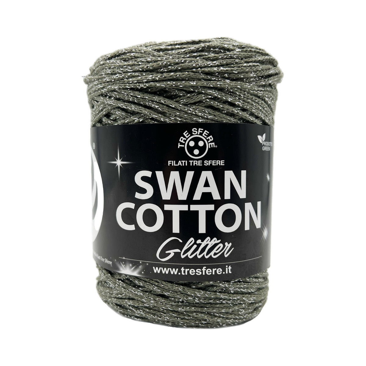 CORDINO SWAN COTTON GLITTER 67%COT-33%PL CF.250GR(NERO-MULTICOLOR) - KAKI-ARG
