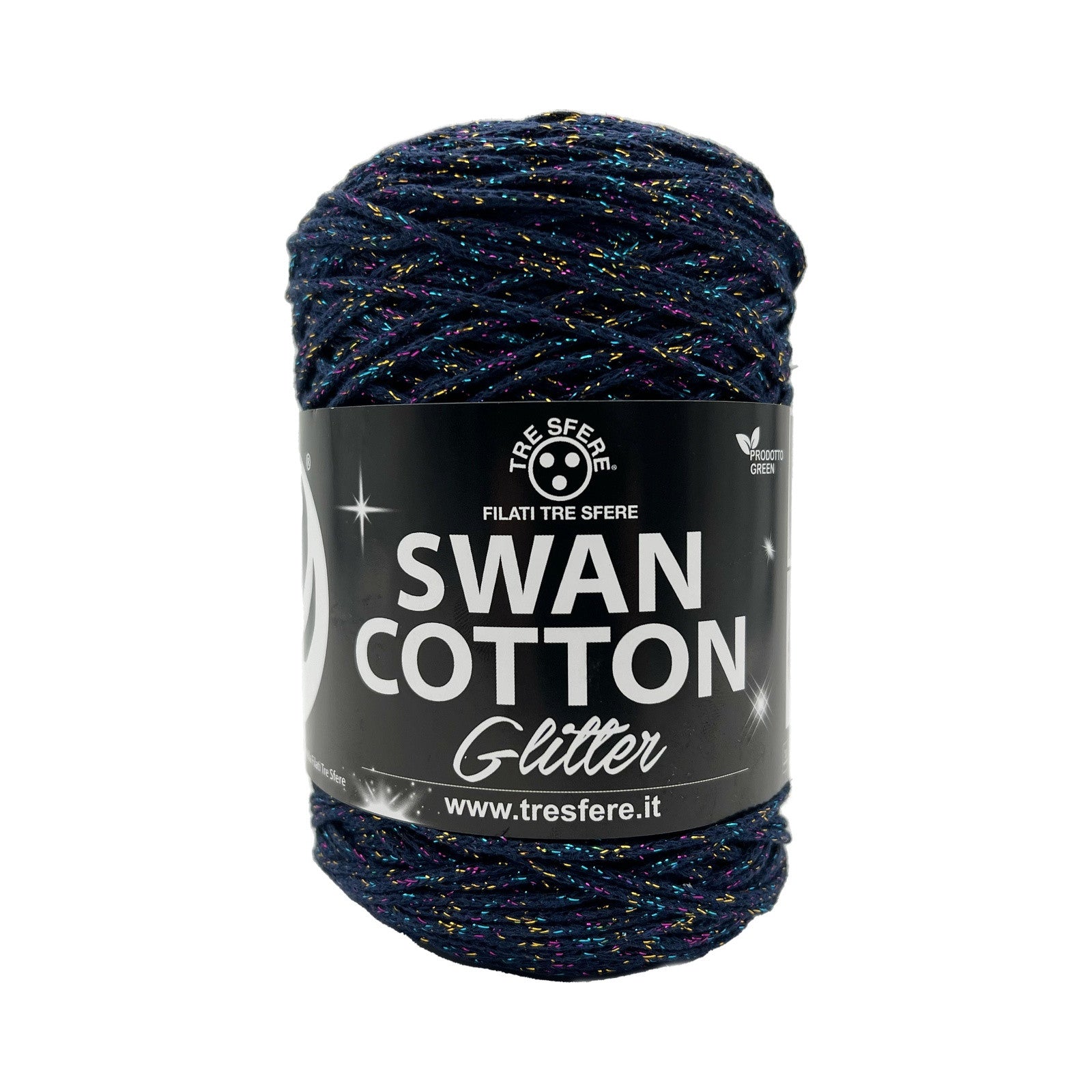 CORDINO SWAN COTTON GLITTER 67%COT-33%PL CF.250GR(NERO-MULTICOLOR) - BLU-MULTICOLOR