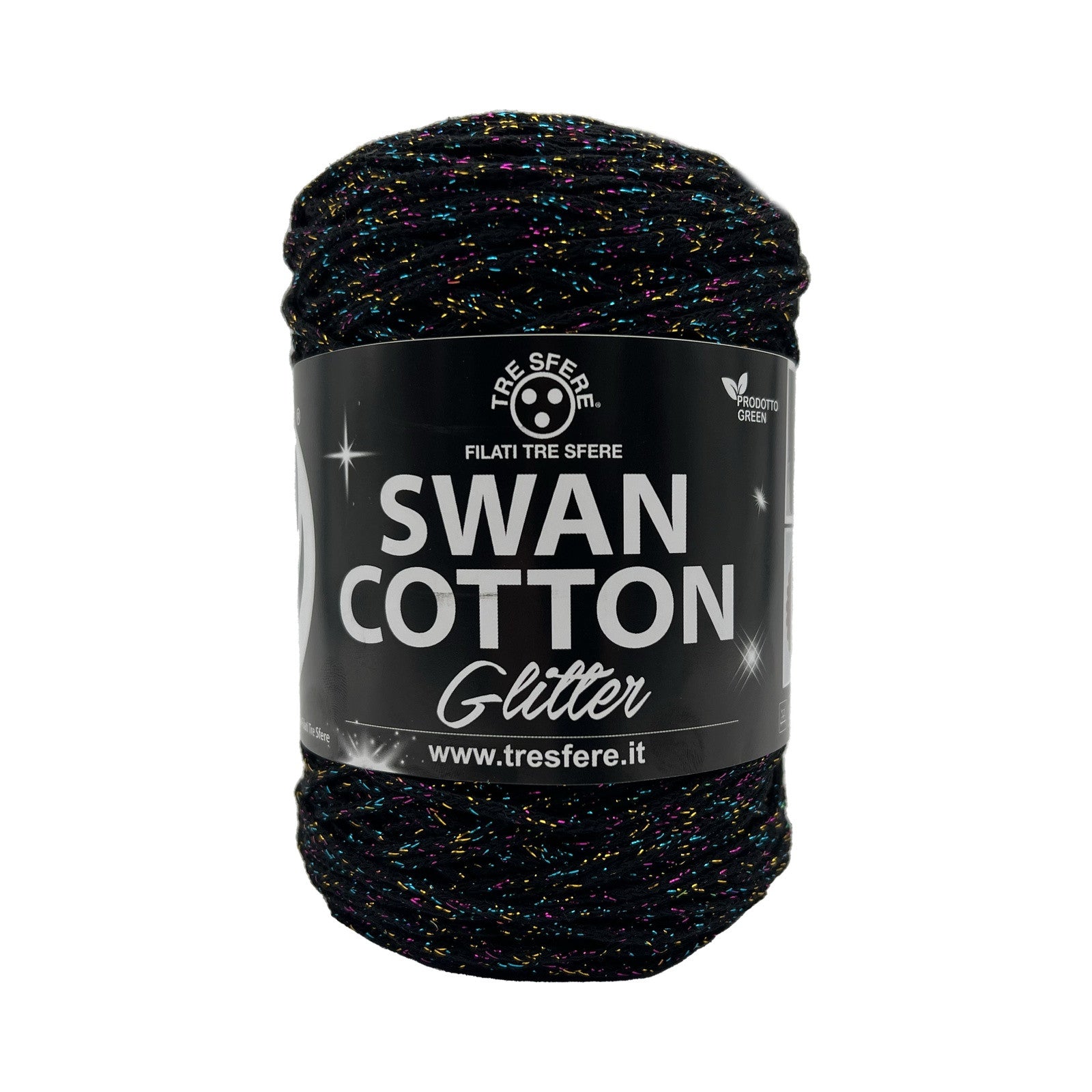 CORDINO SWAN COTTON GLITTER 67%COT-33%PL CF.250GR(NERO-MULTICOLOR) - NERO-MULTICOLOR