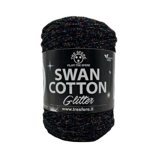 CORDINO SWAN COTTON GLITTER 67%COT-33%PL CF.250GR(NERO-MULTICOLOR) - NERO-MULTICOLOR