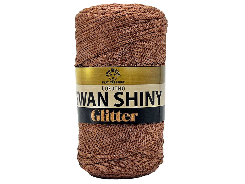 Cordino Swan Shiny Glitter 250g Filato PP Lurex Lucido 2 mm per Uncinetto Borse Cestini Fai da Te Brillante Resistente - RUGGINE 6417