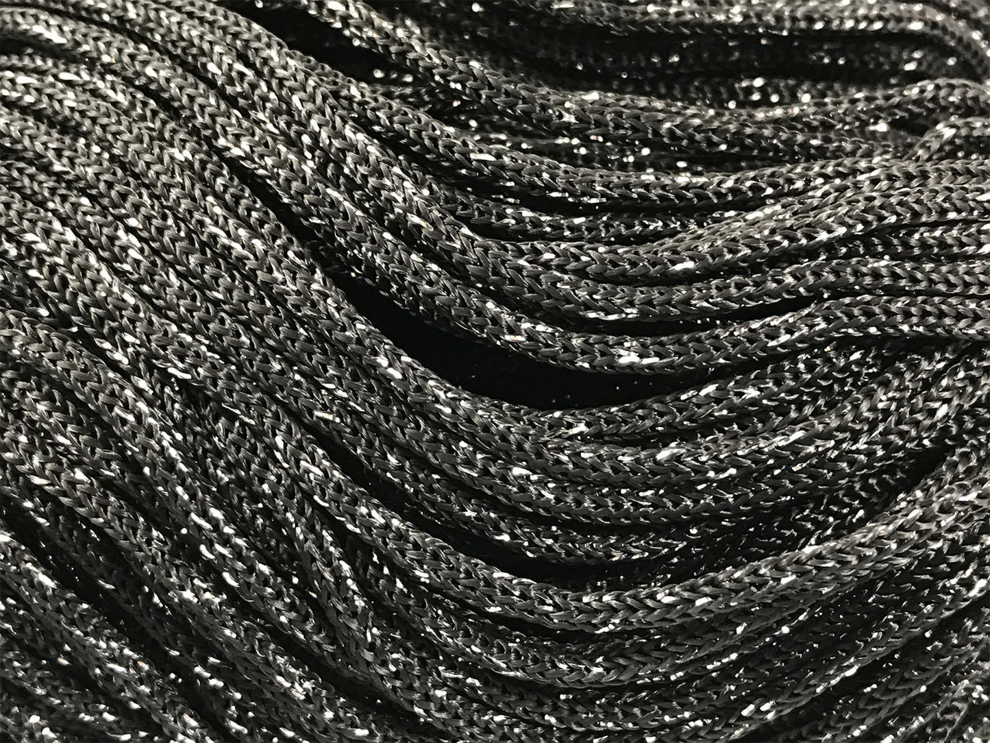 Cordino Swan Black Glitter 500g Filato Uncinetto PP Poliestere 2 mm per Borse Cestini Accessori Fai da Te Brillante Resistente - NERO-ARG