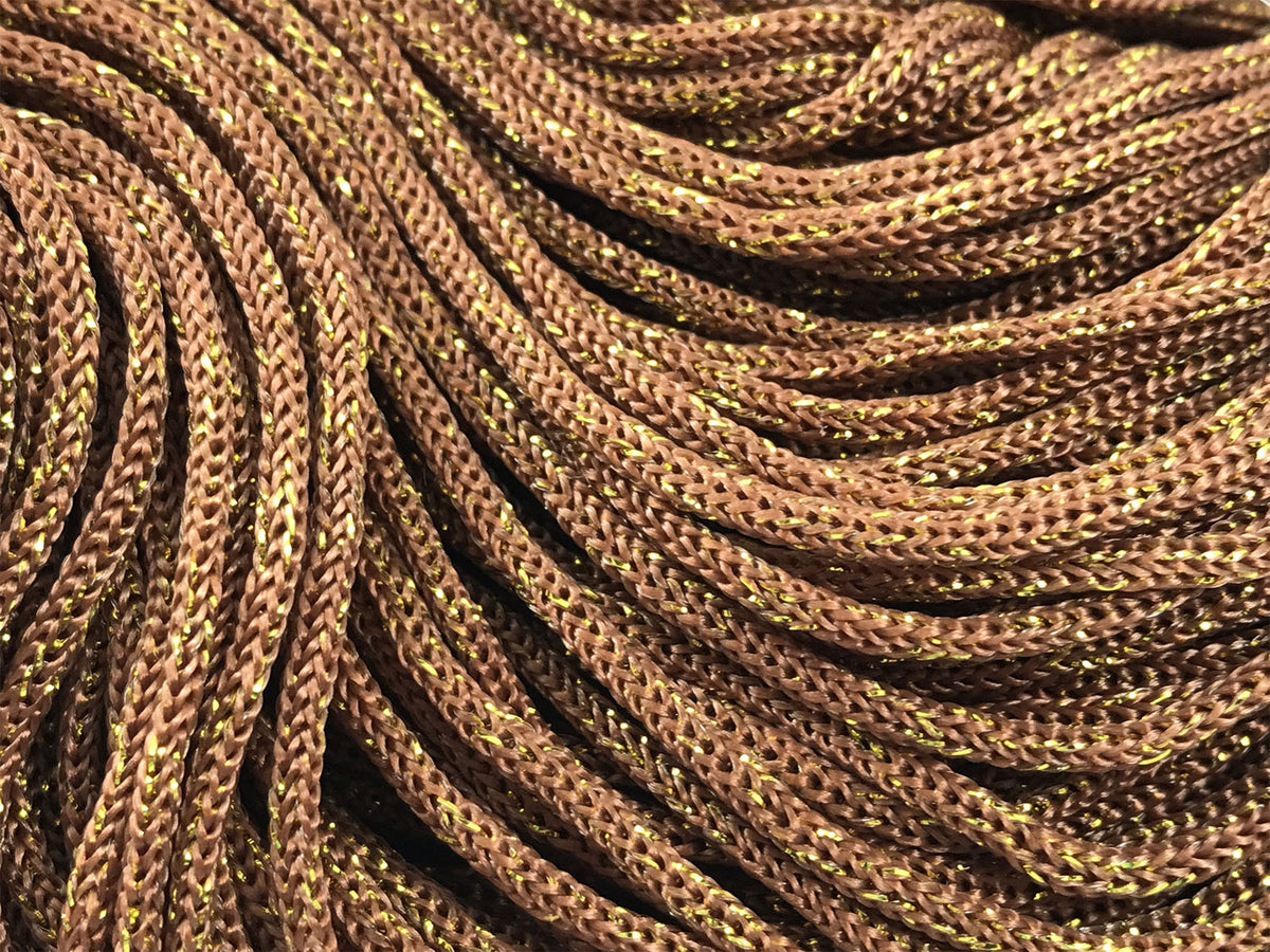 Cordino Swan Black Glitter 500g Filato Uncinetto PP Poliestere 2 mm per Borse Cestini Accessori Fai da Te Brillante Resistente - RUG-ORO