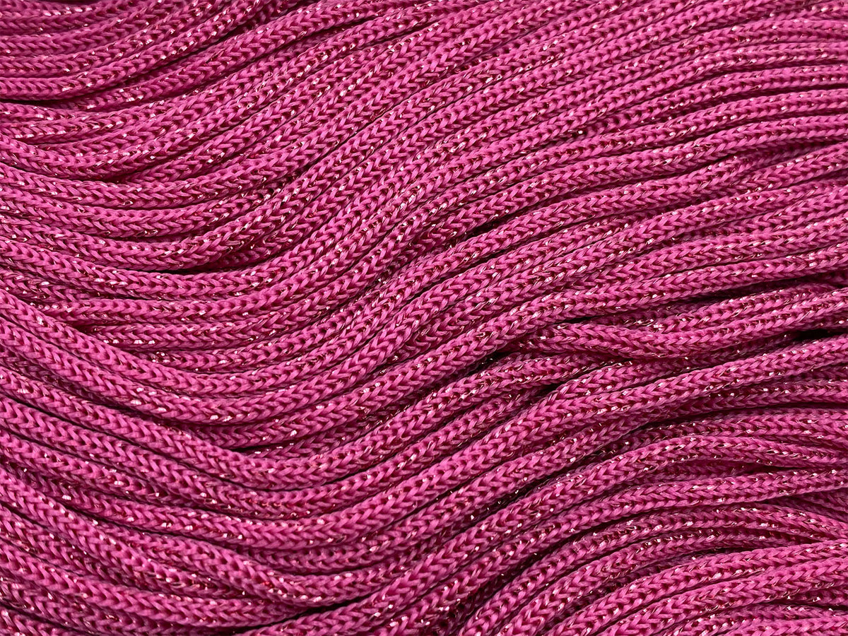 Cordino Swan Black Glitter 500g Filato Uncinetto PP Poliestere 2 mm per Borse Cestini Accessori Fai da Te Brillante Resistente - ROSA-ROSA