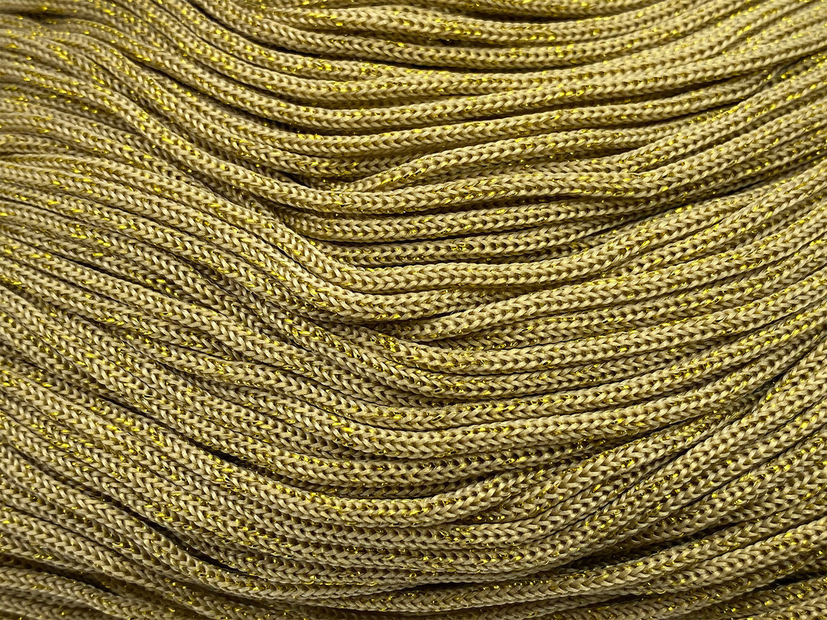 Cordino Swan Black Glitter 500g Filato Uncinetto PP Poliestere 2 mm per Borse Cestini Accessori Fai da Te Brillante Resistente - BEIGE-ORO