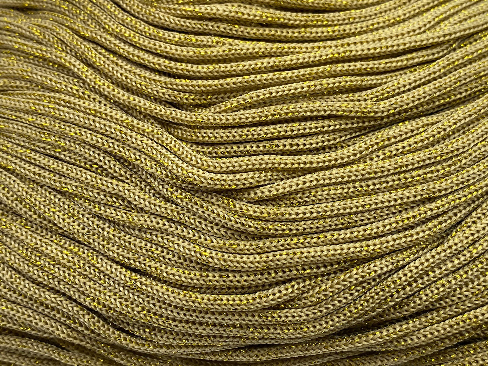 Cordino Swan Black Glitter 500g Filato Uncinetto PP Poliestere 2 mm per Borse Cestini Accessori Fai da Te Brillante Resistente - BEIGE-ORO