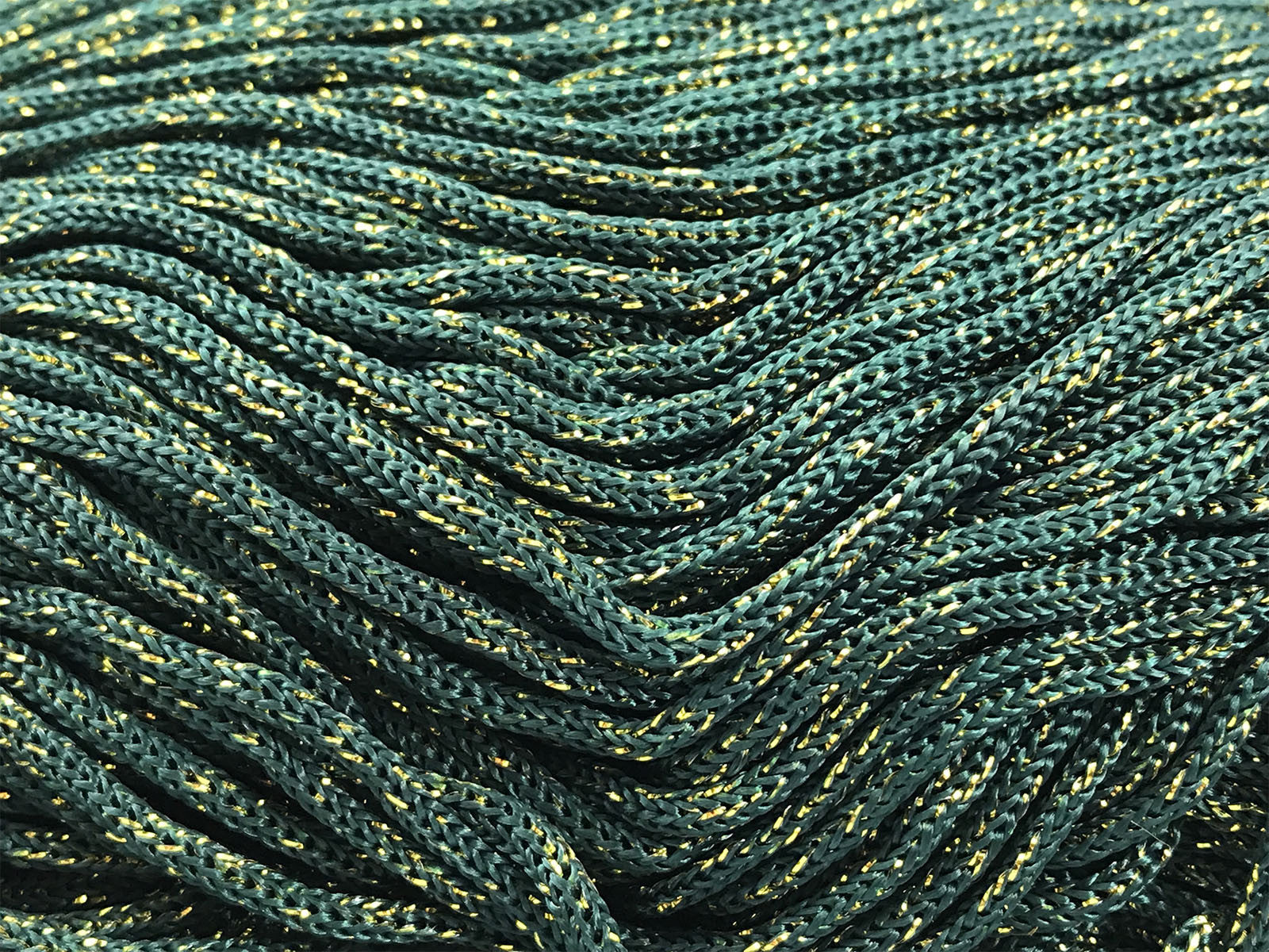 Cordino Swan Black Glitter 500g Filato Uncinetto PP Poliestere 2 mm per Borse Cestini Accessori Fai da Te Brillante Resistente - VERDE-ORO