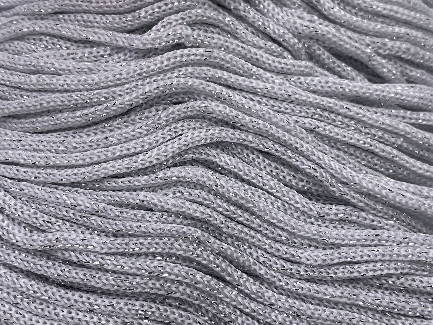 Cordino Swan Black Glitter 500g Filato Uncinetto PP Poliestere 2 mm per Borse Cestini Accessori Fai da Te Brillante Resistente - BIANCO-ARG