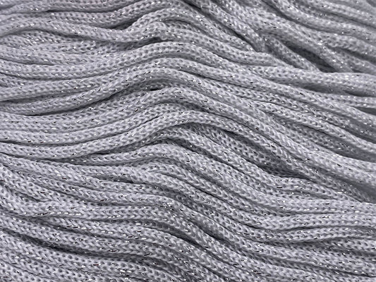 Cordino Swan Black Glitter 500g Filato Uncinetto PP Poliestere 2 mm per Borse Cestini Accessori Fai da Te Brillante Resistente - BIANCO-ARG