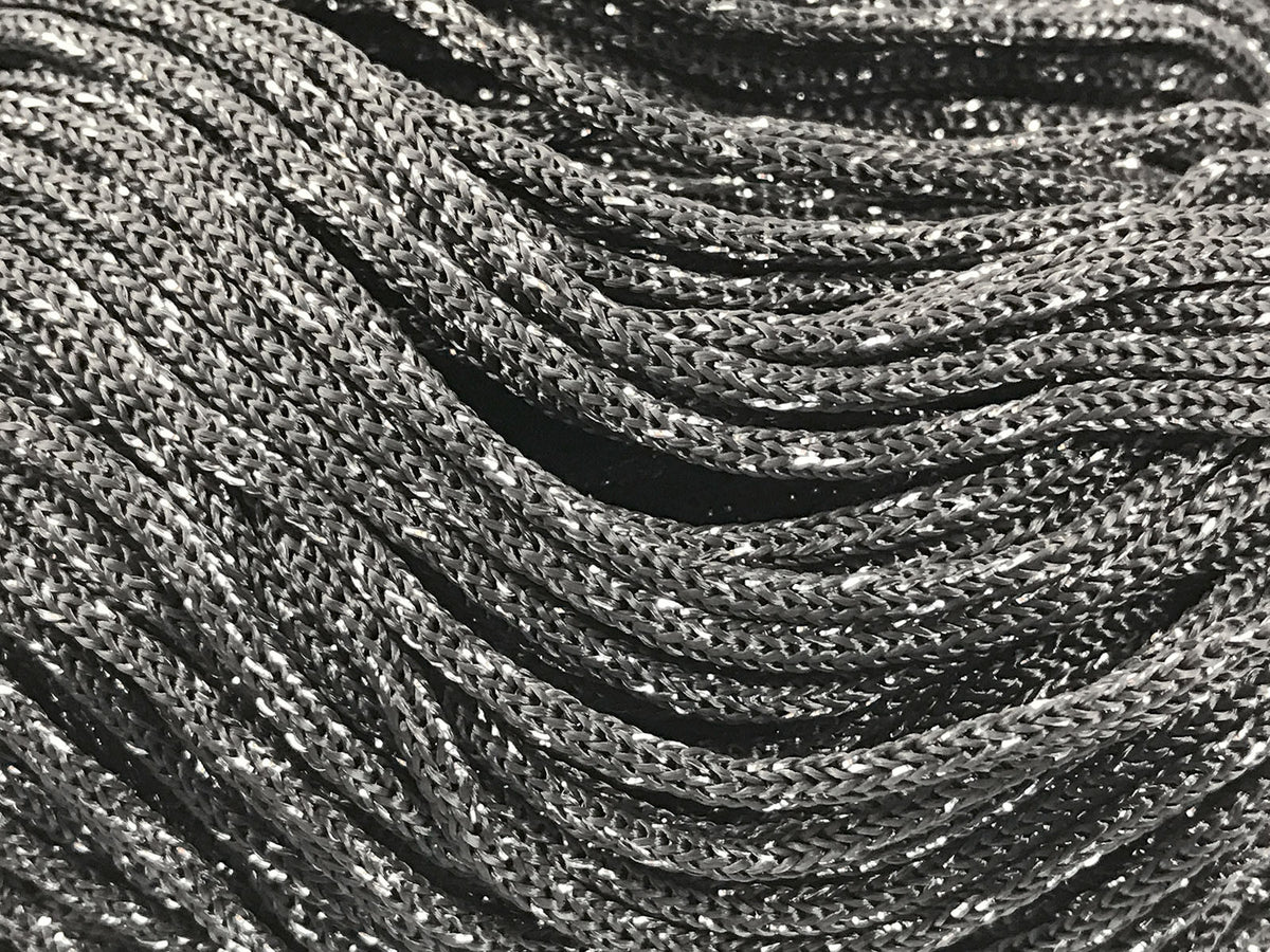 Cordino Swan Black Glitter 500g Filato Uncinetto PP Poliestere 2 mm per Borse Cestini Accessori Fai da Te Brillante Resistente - GRIGIO-ARG