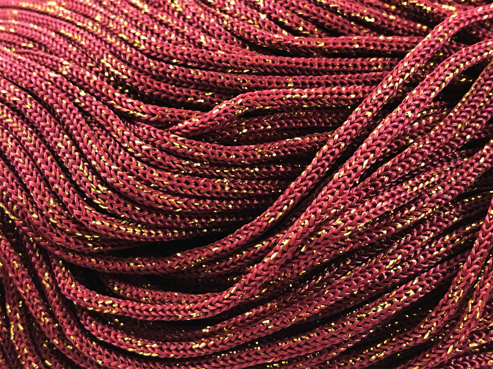 Cordino Swan Black Glitter 500g Filato Uncinetto PP Poliestere 2 mm per Borse Cestini Accessori Fai da Te Brillante Resistente - BORDO-ORO