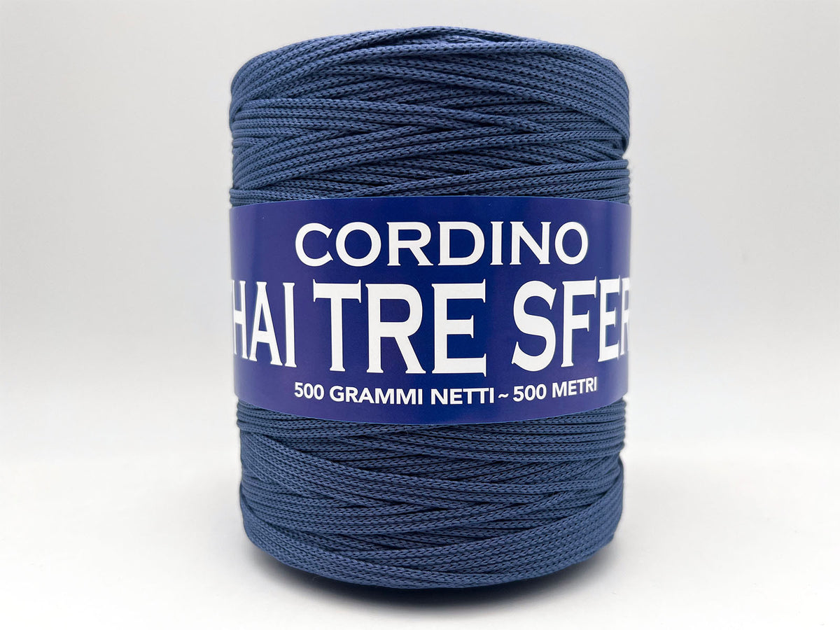 Cordino Thai Tre Sfere 500g 500m Filato PP 1,8 mm per Uncinetto Borse Cestini Fai da Te Morbido Resistente Anti Groviglio - BLUE GRANITE