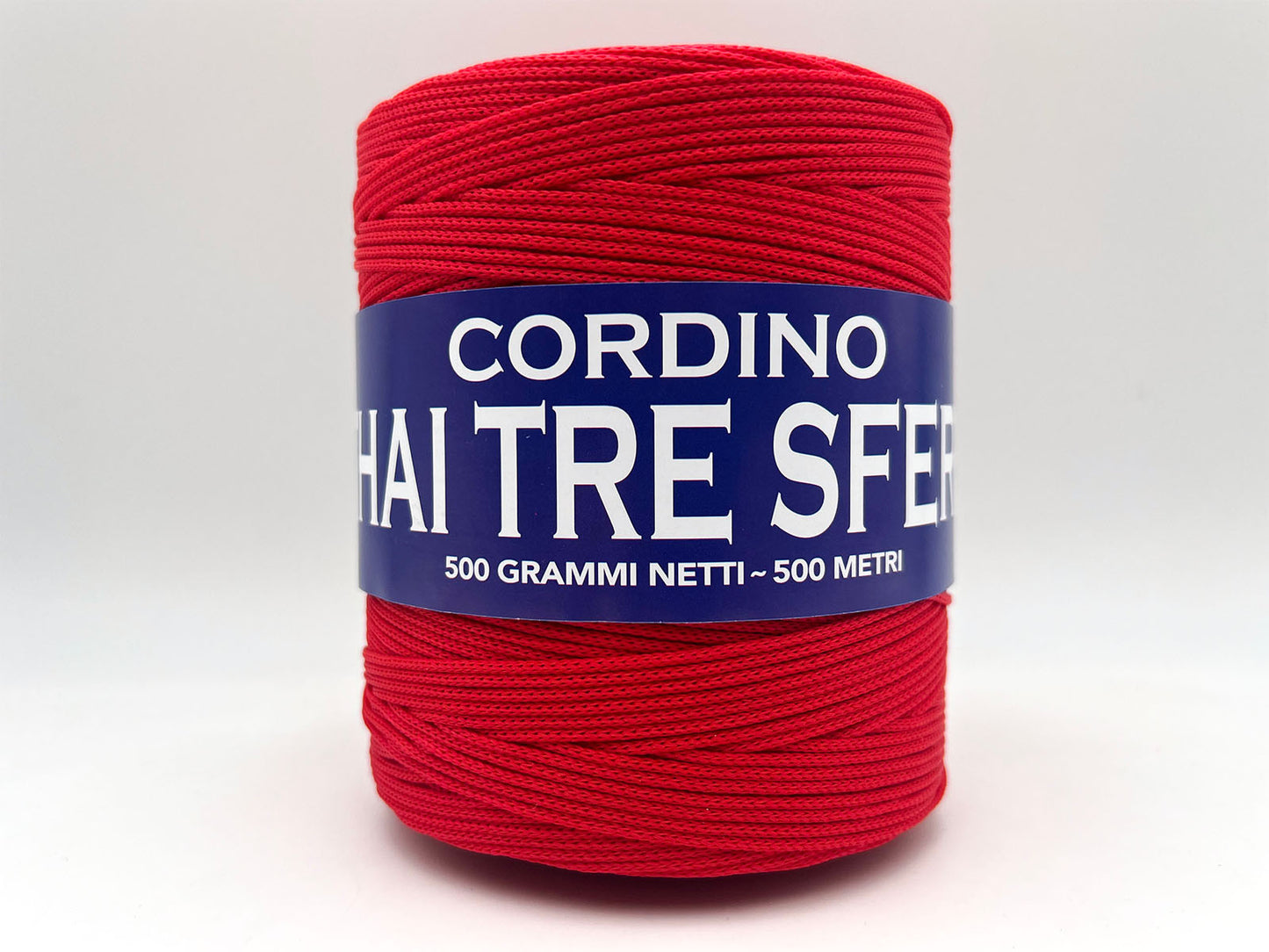 Cordino Thai Tre Sfere 500g 500m Filato PP 1,8 mm per Uncinetto Borse Cestini Fai da Te Morbido Resistente Anti Groviglio - Rosso