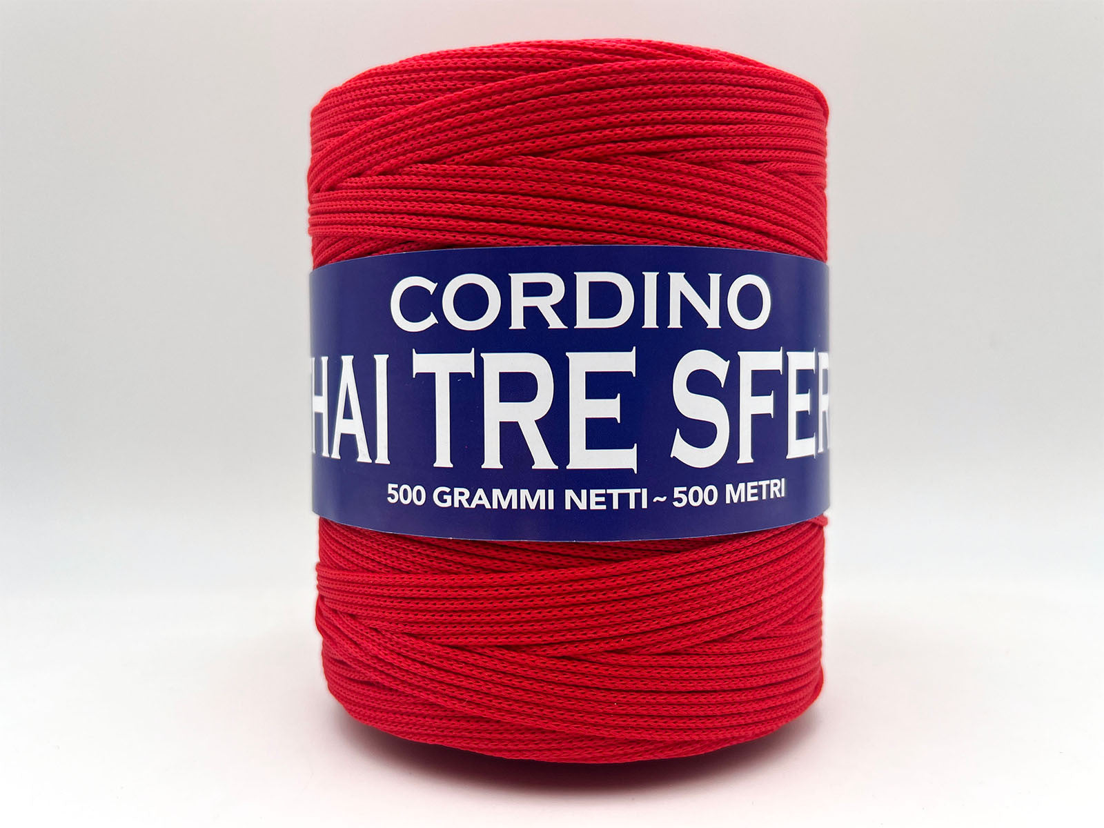 Cordino Thai Tre Sfere 500g 500m Filato PP 1,8 mm per Uncinetto Borse Cestini Fai da Te Morbido Resistente Anti Groviglio - Rosso