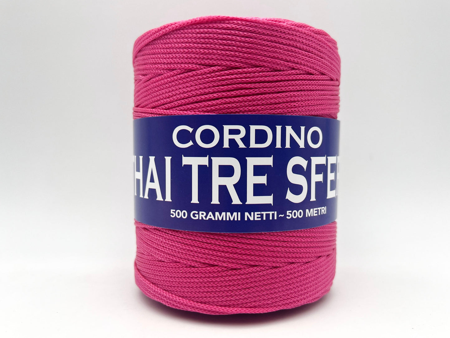 Cordino Thai Tre Sfere 500g 500m Filato PP 1,8 mm per Uncinetto Borse Cestini Fai da Te Morbido Resistente Anti Groviglio - FUXIA