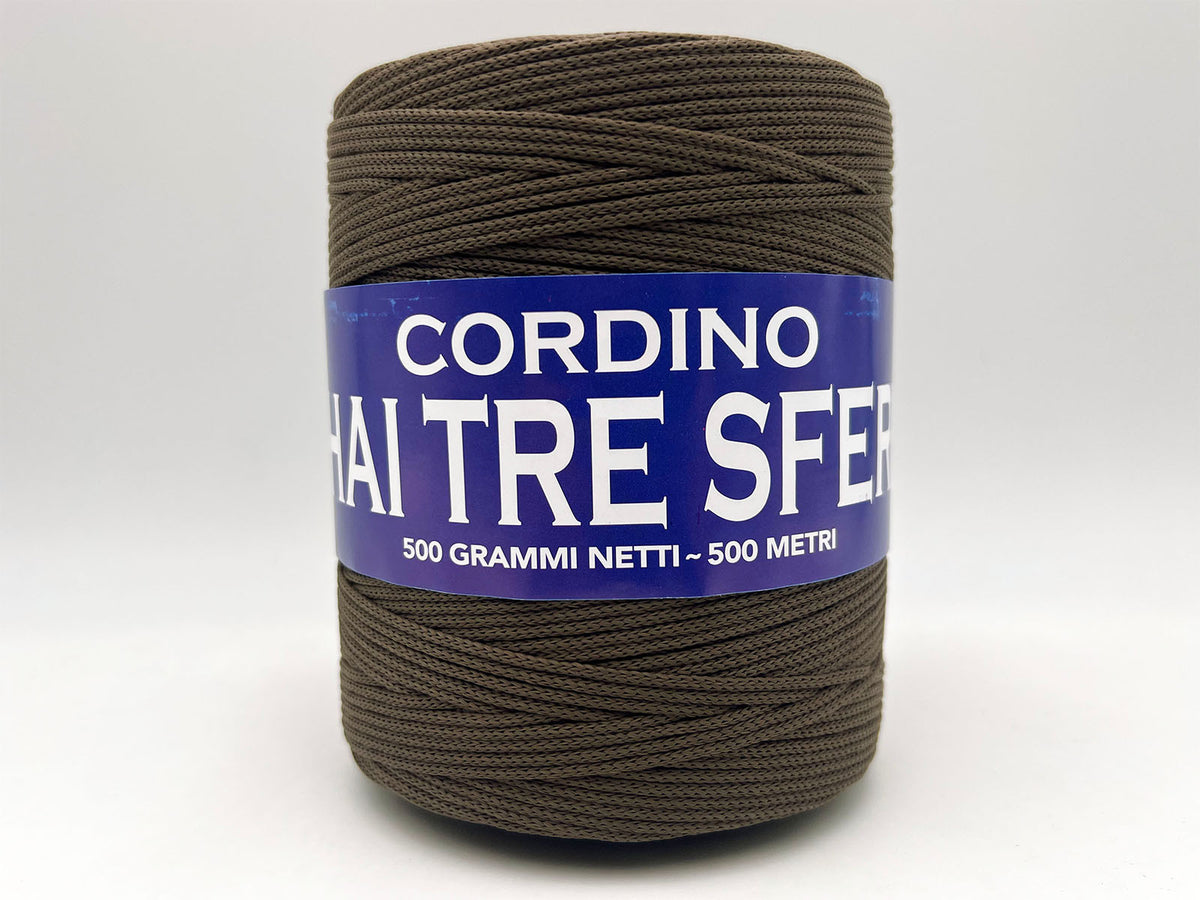 Cordino Thai Tre Sfere 500g 500m Filato PP 1,8 mm per Uncinetto Borse Cestini Fai da Te Morbido Resistente Anti Groviglio - Tortora