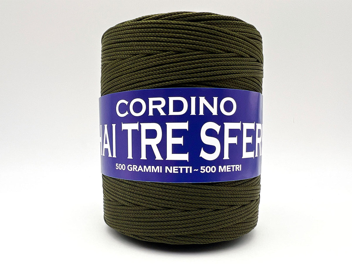 Cordino Thai Tre Sfere 500g 500m Filato PP 1,8 mm per Uncinetto Borse Cestini Fai da Te Morbido Resistente Anti Groviglio - MILITARE