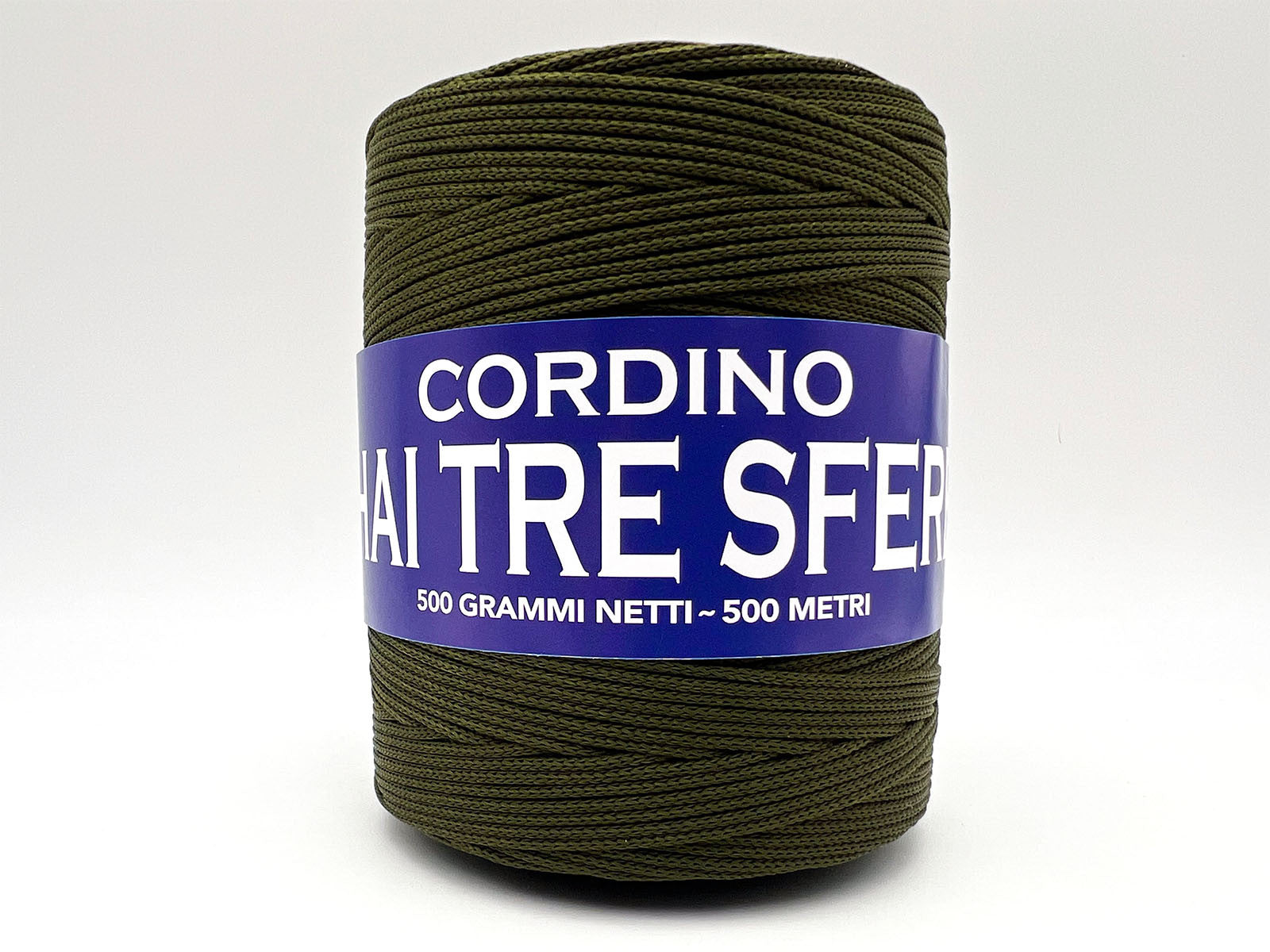 Cordino Thai Tre Sfere 500g 500m Filato PP 1,8 mm per Uncinetto Borse Cestini Fai da Te Morbido Resistente Anti Groviglio - MILITARE
