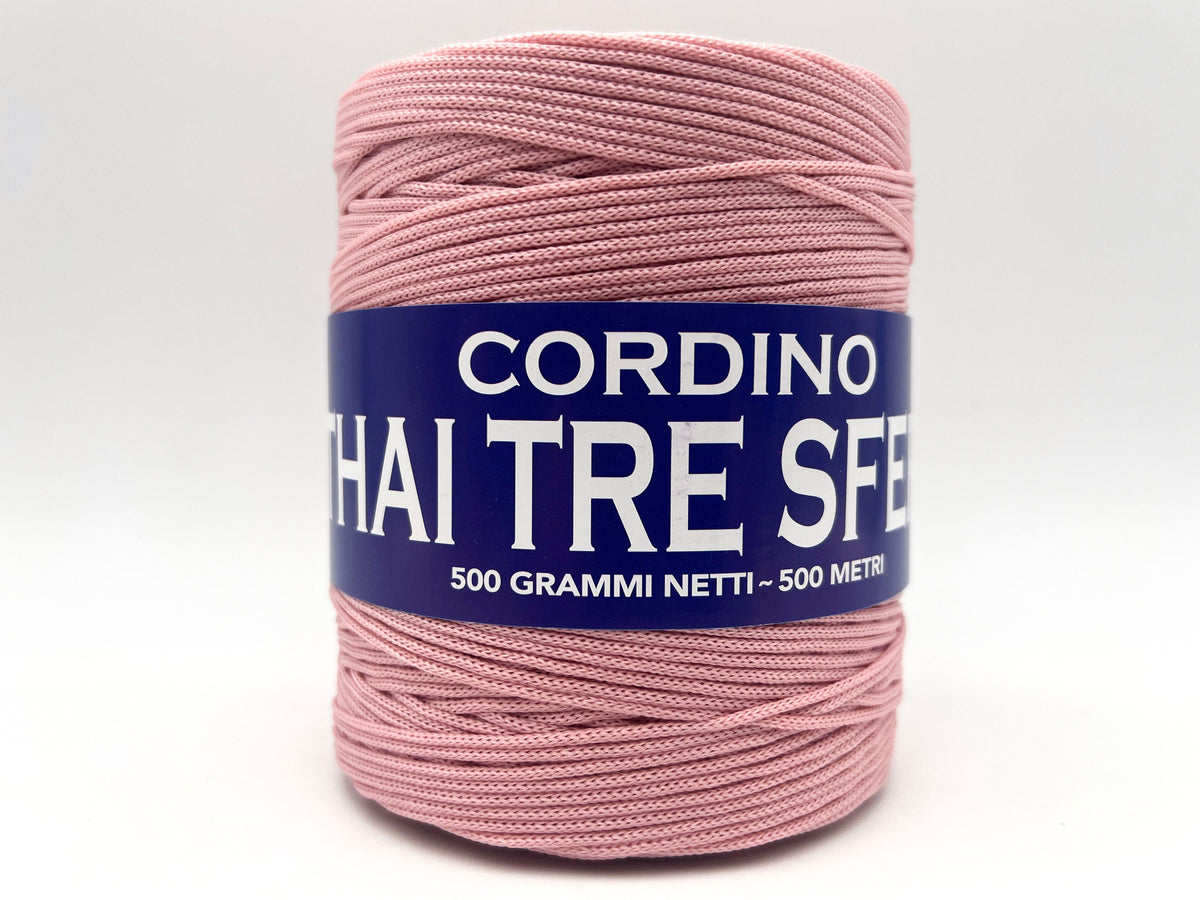 Cordino Thai Tre Sfere 500g 500m Filato PP 1,8 mm per Uncinetto Borse Cestini Fai da Te Morbido Resistente Anti Groviglio - Rosa