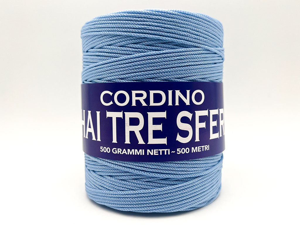 Cordino Thai Tre Sfere 500g 500m Filato PP 1,8 mm per Uncinetto Borse Cestini Fai da Te Morbido Resistente Anti Groviglio - Azzurro