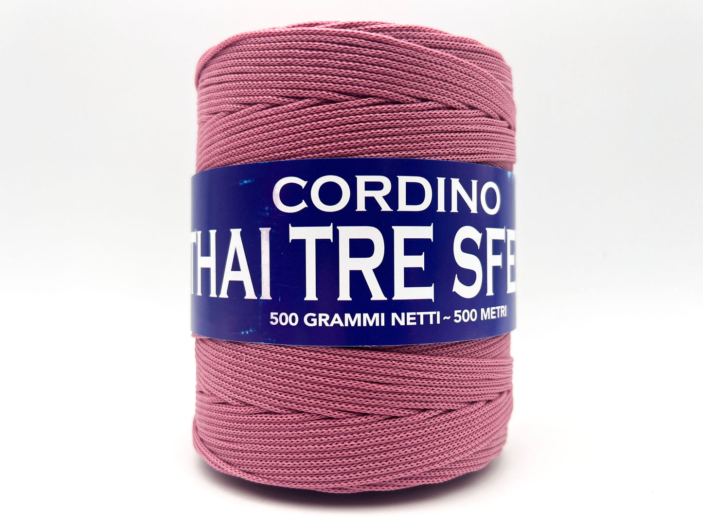 Cordino Thai Tre Sfere 500g 500m Filato PP 1,8 mm per Uncinetto Borse Cestini Fai da Te Morbido Resistente Anti Groviglio - ROSA ANTICO