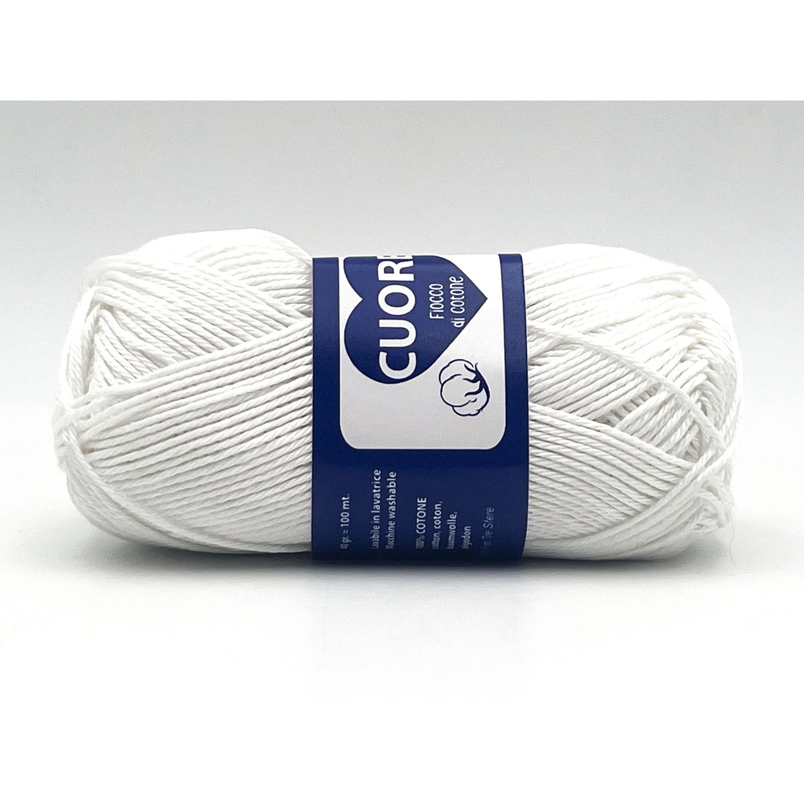 Cotone Cuore 100% Cotone Naturale 40g 100m, Filato Uncinetto 2.5-3.5mm per Amigurumi e Fai da Te - WHITE