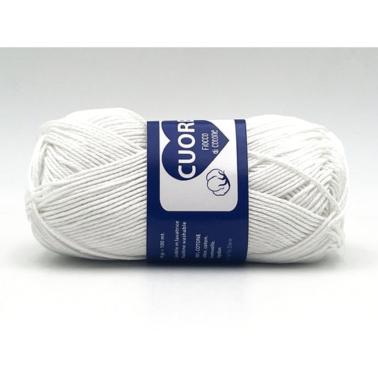 Cotone Cuore 100% Cotone Naturale 40g 100m, Filato Uncinetto 2.5-3.5mm per Amigurumi e Fai da Te - WHITE