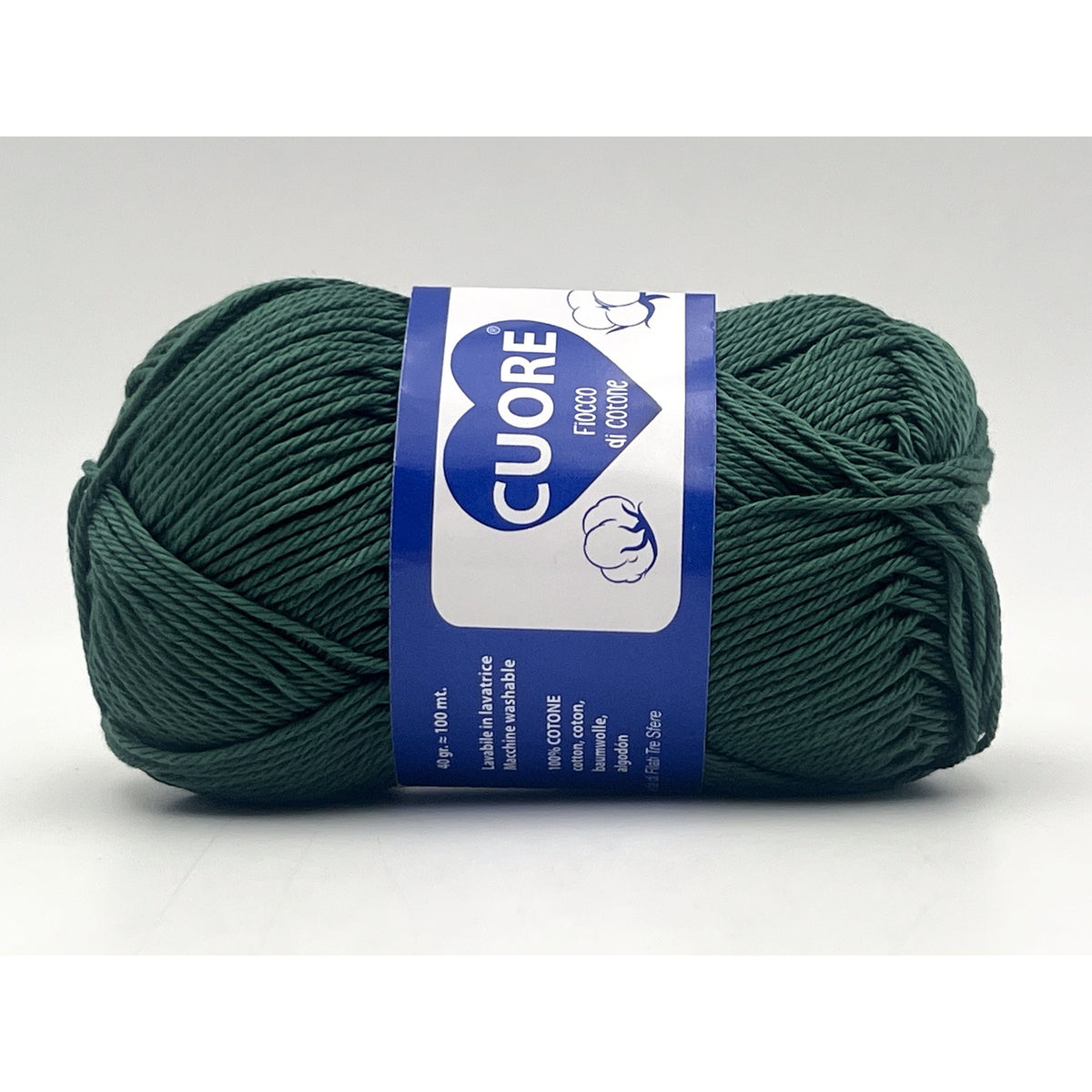 Cotone Cuore 100% Cotone Naturale 40g 100m, Filato Uncinetto 2.5-3.5mm per Amigurumi e Fai da Te - GREEN