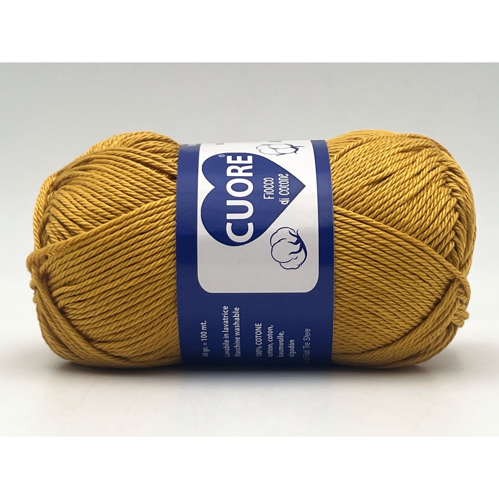 Cotone Cuore 100% Cotone Naturale 40g 100m, Filato Uncinetto 2.5-3.5mm per Amigurumi e Fai da Te - GOLD
