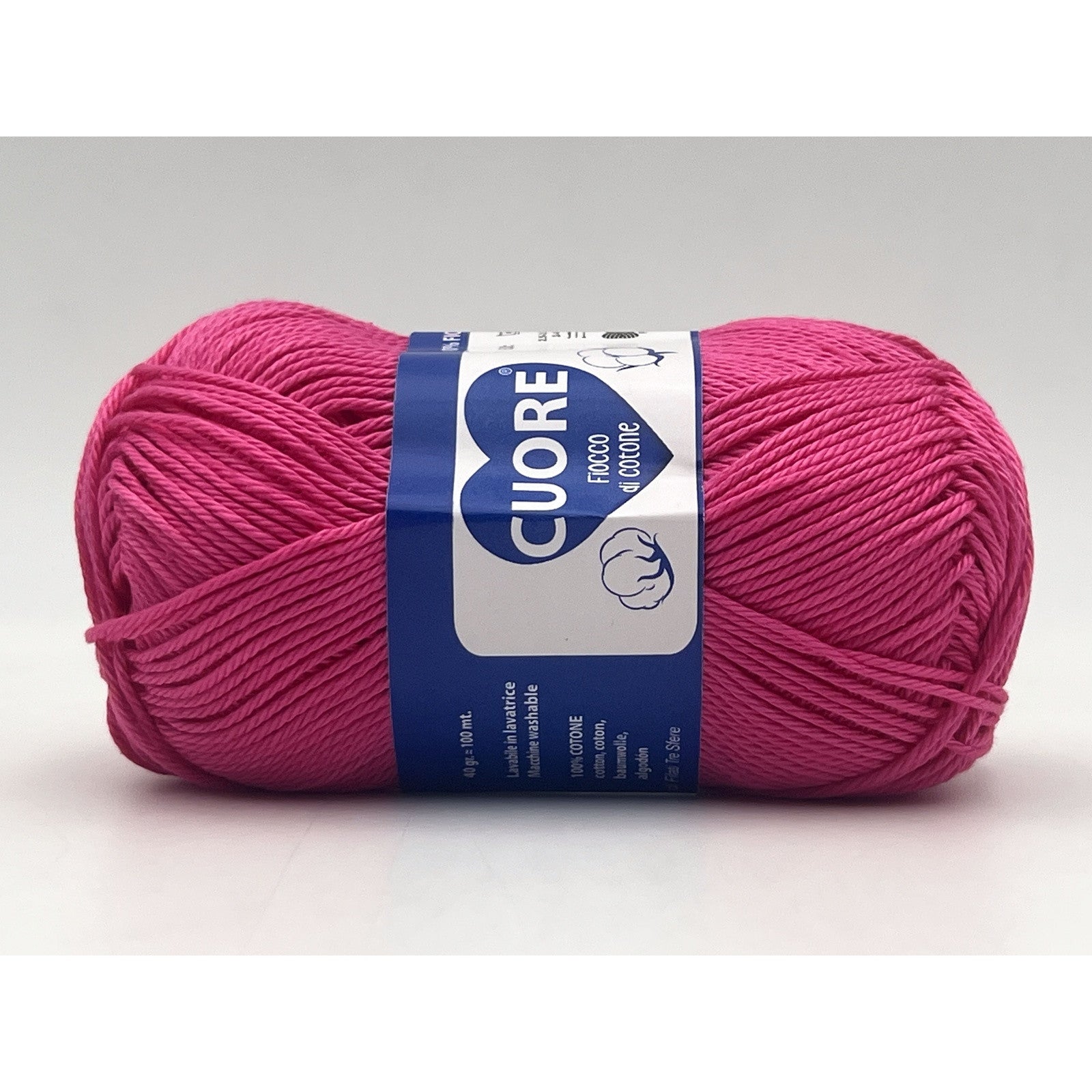 Cotone Cuore 100% Cotone Naturale 40g 100m, Filato Uncinetto 2.5-3.5mm per Amigurumi e Fai da Te - FUXIA